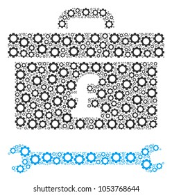 Pound Toolbox collage of cog wheels. Vector gear symbols are composed into pound toolbox mosaic.