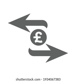 Pfund-Transaktion, Austauschsymbol. Graues Vektordesign.