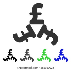 Pound Trinity flat vector pictogram. Colored pound trinity gray, black, blue, green icon versions. Flat icon style for graphic design.
