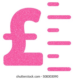 Pound Value grainy textured icon for overlay watermark stamps. Flat symbol with unclean texture. Dotted vector pink ink rubber seal stamp with grunge design on a white background.