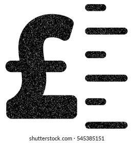 Pound Value grainy textured icon for overlay watermark stamps. Flat symbol with unclean texture. Dotted vector black ink rubber seal stamp with grunge design on a white background.