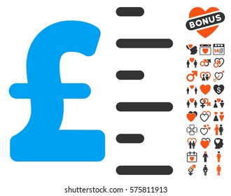 Pound Value icon with bonus passion design elements. Vector illustration style is flat iconic elements for web design, app user interfaces.