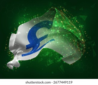 Libra, bandeira 3d vetorial no plano de fundo verde