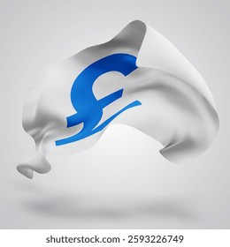 Pound, vector 3d flag with waves on a white background