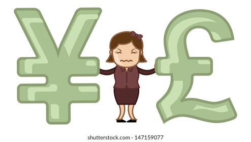 Pound Vs Yen - Vector Illustration