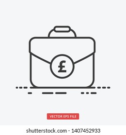 Poundsterling business bag outlined modern business vector icon