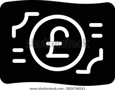 Poundsterling icons set in Solid design. Including pound, sterling, banknote, currency, money, cash, finance, business icon and more. Outline icons collection.