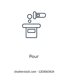 Pour concept line icon. Linear Pour concept outline symbol design. This simple element illustration can be used for web and mobile UI/UX.