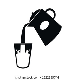 pour the drink into a glass. vector icon