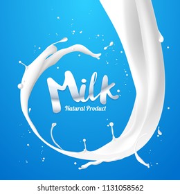 Pour milk, background, template for advertisement, vector illustration design.