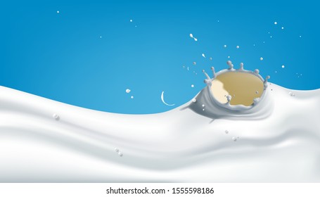 Pour milk, background, template for advertisement, illustration design.