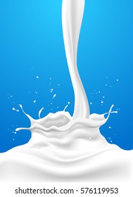 Pour milk, background, template for advertisement, illustration design.