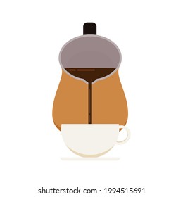 Pour the milk into the coffee. free space for text