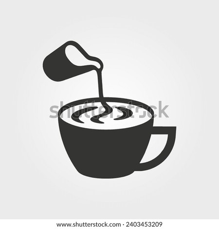 Pour milk to making latte icon - Simple Vector Illustration