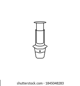 Pour over, aero press, coffee maker, alternative coffee brewing methods simple thin line icon vector illustration
