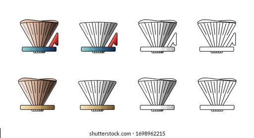 Pour over alternative coffee maker. Coffee cone vector illustration on white background.