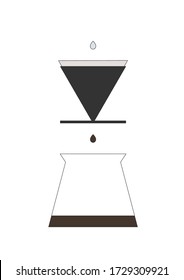 Vierta sobre el café de elaboración, Filtro de café, Café de goteo icono aislado sobre fondo blanco. Concepto minimalista de café para icono y signo.
