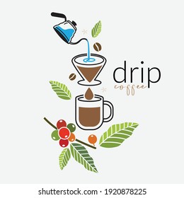 Pour over brewing , dripped coffee making process 