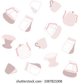 Pour over coffee accessories pattern.
