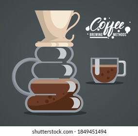 pour over coffee brewing method vector illustration design