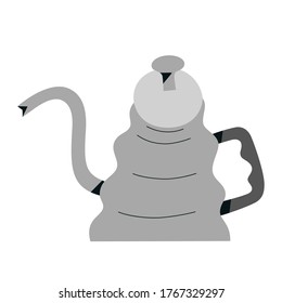 Pour Over Coffee Kettle, maceta de cuello de hojalata de acero inoxidable para preparar café con goteo, utensilios de cocina o herramienta de café, diseño barista, icono vectorial aislado en fondo blanco