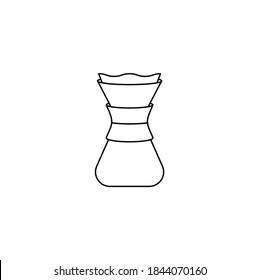 Pour over, coffee maker, alternative coffee brewing methods simple thin line icon vector illustration