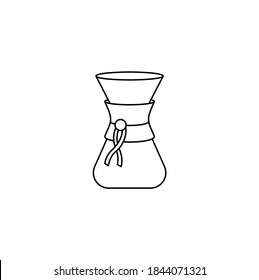 Pour over, cafetera, métodos alternativos de elaboración de café simple de línea delgada ilustración vectorial