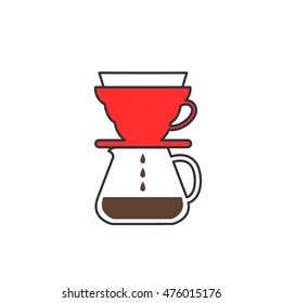 pour over coffee maker icon. vector illustration