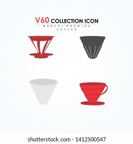 Pour Over Coffee Maker V60 Collection Icon Vector