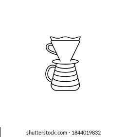 Pour over, V60, coffee maker, alternative coffee brewing methods simple thin line icon vector illustration