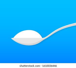 Pour. Spoon with sugar. Baking and cooking Ingredients. Vector stock illustration.