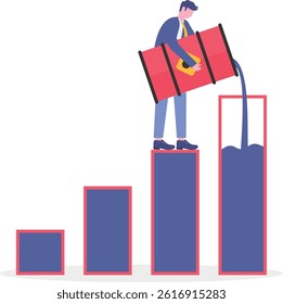 Pour stock bar chart with oil, Here is a vector file that splits all elements


