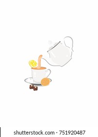 Pour tea on a white background