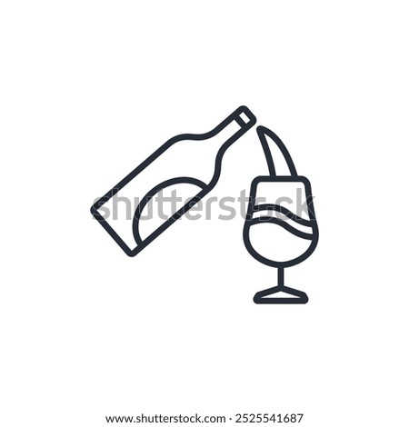 pour wine icon. vector.Editable stroke.linear style sign for use web design,logo.Symbol illustration.