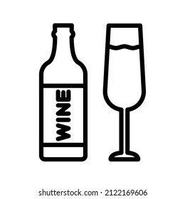 Diseño de iconos negros de la línea de vinos de color