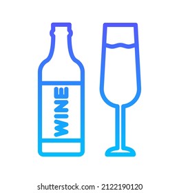 Diseño de iconos de gradiente de línea de vinos de color