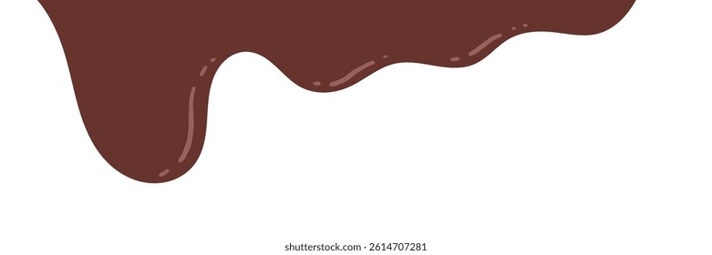 poured chocolate melt on white background. flowing elegant dark chocolate. wavy liquid chocolate text space background for banner or packaging design. fluid choco background.