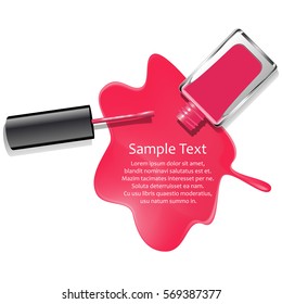 Poured pink nail lacquer background, isolated on white