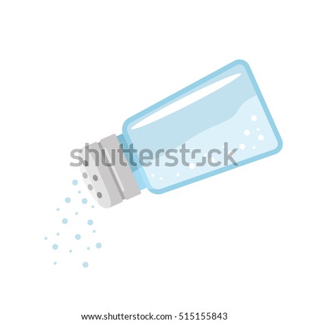 poured  salt from the salt shaker. cooking element. flat vector illustration isolate on a white background