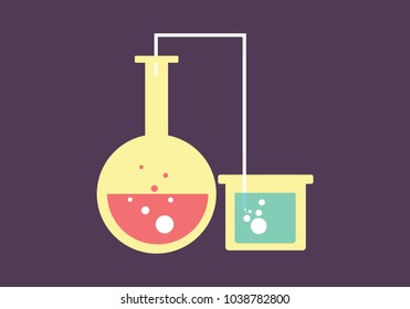 pouring the acid flask to beaker through pipe