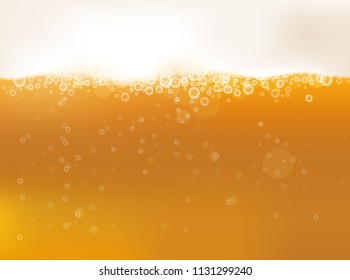 Pouring beer with bubble. Vector background.