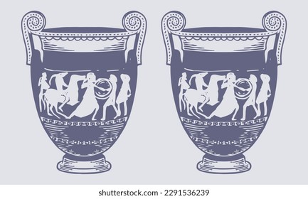 Pouring Black and White Oinochoe Vector Illustration - Ancient Greek Wine Jug Element