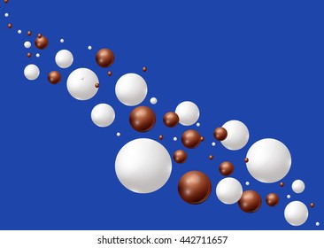 Pouring chocolate and milk bubbles mixing. Drink vector banner