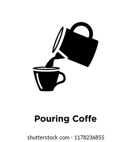 Pouring Coffe icon vector isolated on white background, logo concept of Pouring Coffe sign on transparent background, filled black symbol