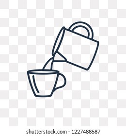Pouring Coffe vector outline icon isolated on transparent background, high quality linear Pouring Coffe transparency concept can be used web and mobile