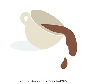 Pouring coffee from cup flat icon. Vector illustration