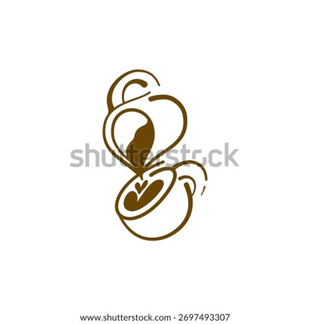 pouring coffee cup logo. drip coffee design symbol icon