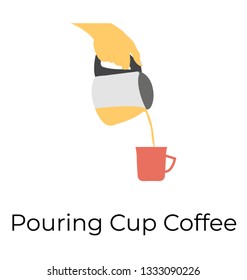 Pouring coffee icon, flat vector 