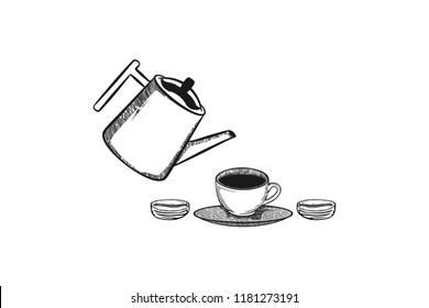 pouring coffee into coffee cup logo design inspiration