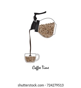 Pouring coffee from kettle vector